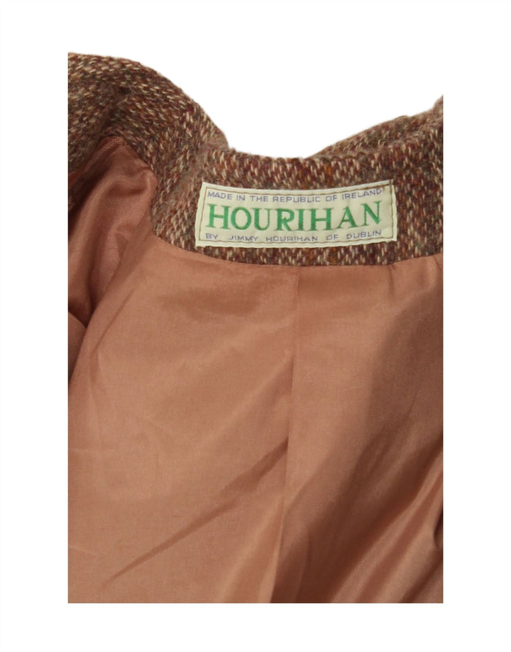 JIMMY HOURIHAN Womens Overcoat UK 16 Large Brown Herringbone New Wool Vintage Jimmy Hourihan and Second-Hand Jimmy Hourihan from Messina Hembry 