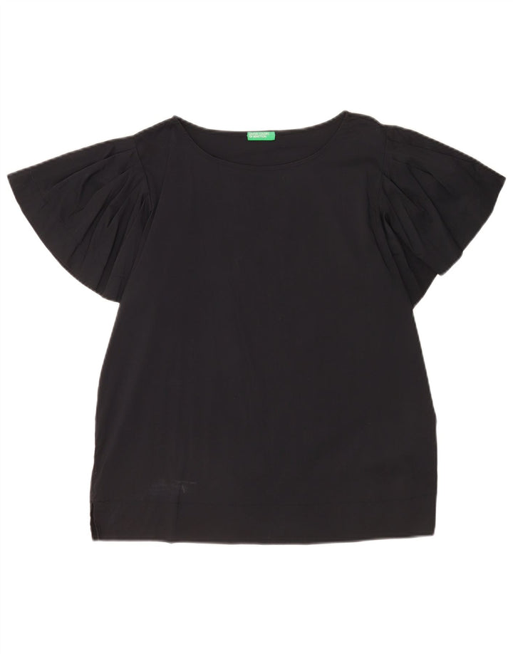 Damska bluzka oversize Benetton Top UK 10, mała czarna bawełna