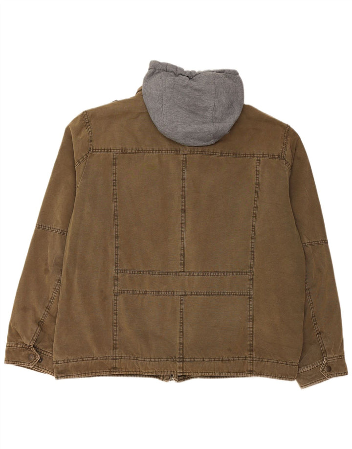 Męska wojskowa kurtka dżinsowa Sherpa z kapturem LEVI'S UK 42 XL, bawełniana khaki