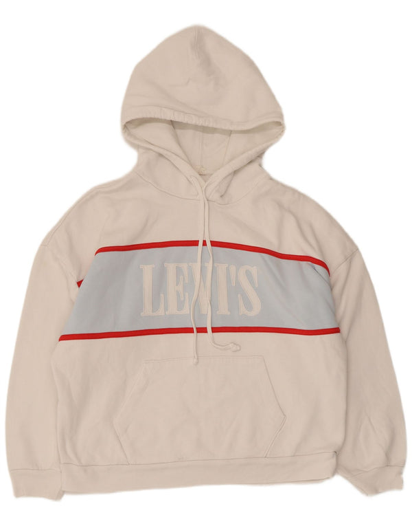 Damski sweter Levi's z grafiką, oversize, UK 10, mały, biały, z blokami kolorów