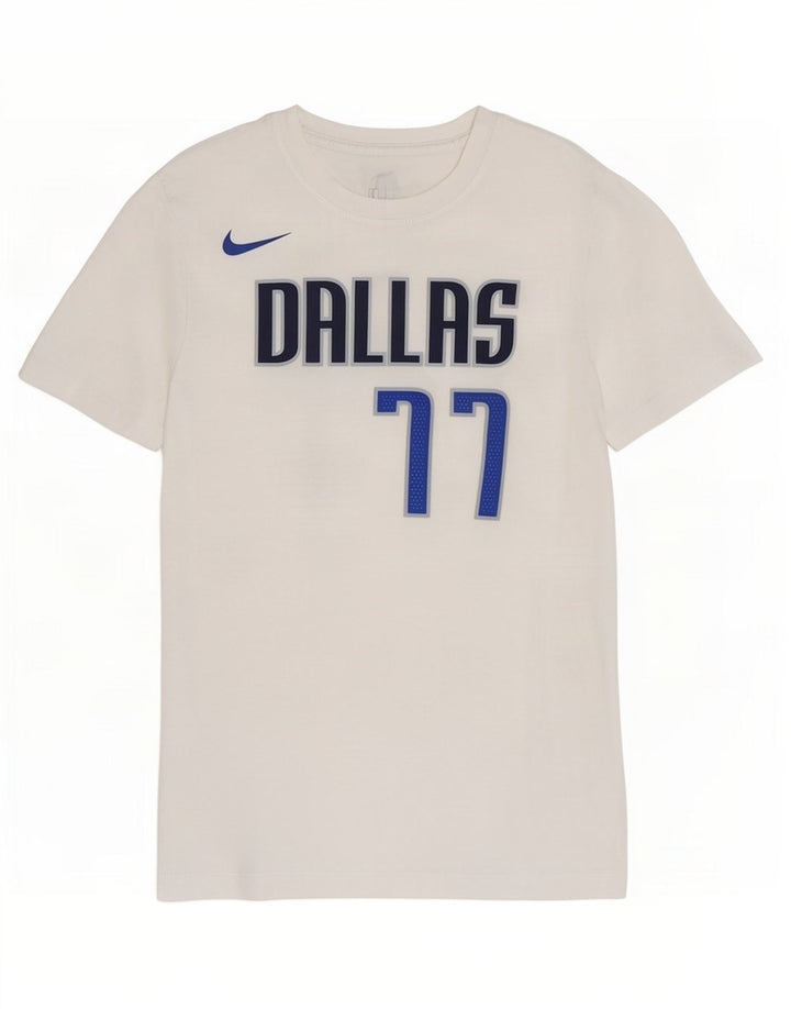 Męska koszulka z grafiką Nike Dallas Mavericks, średnia biała bawełna