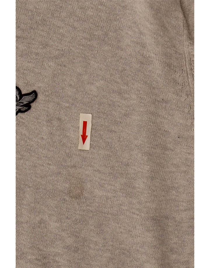 Męski sweter Lyle & Scott Heritage z dekoltem w kształcie litery V, duży, szary, bawełniany