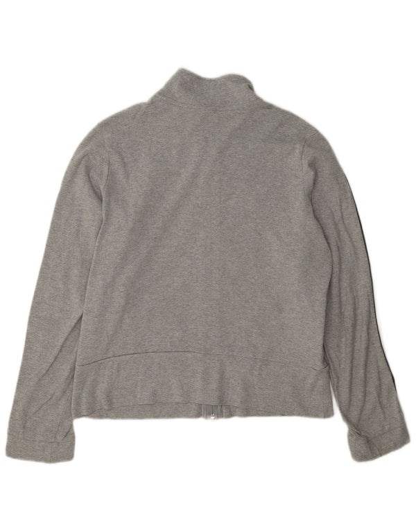 Adidas Womens Tracksuit Top Jacket UK 14 Medium Grey Cotton