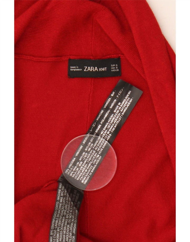 Sweter damski Zara z otwartym kardiganem UK 10 Small Red Wiskoza