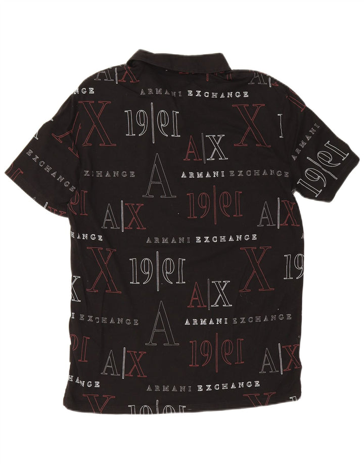 Męska koszulka polo Armani Exchange z grafiką, mała, czarna, bawełniana