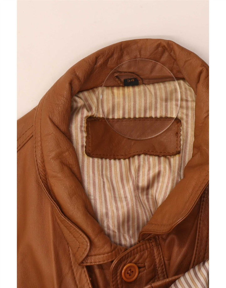 Vintage męska kurtka skórzana IT 54 2XL beżowa