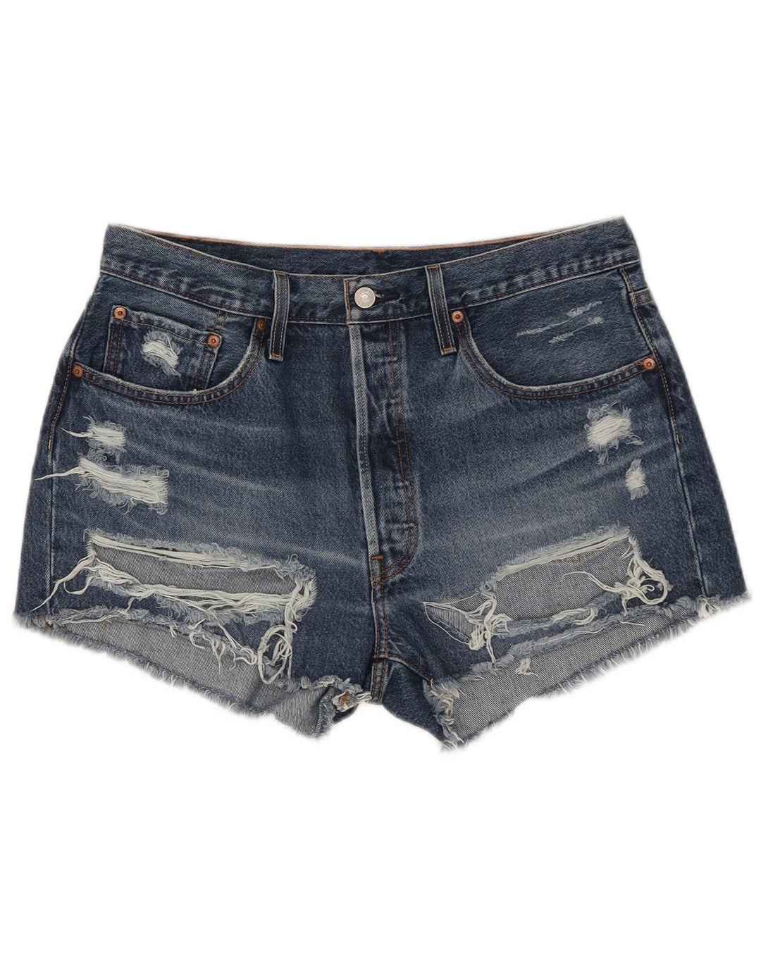 Damskie spodenki jeansowe Levi's 501 w trudnej sytuacji W32, duże, niebieskie, bawełniane