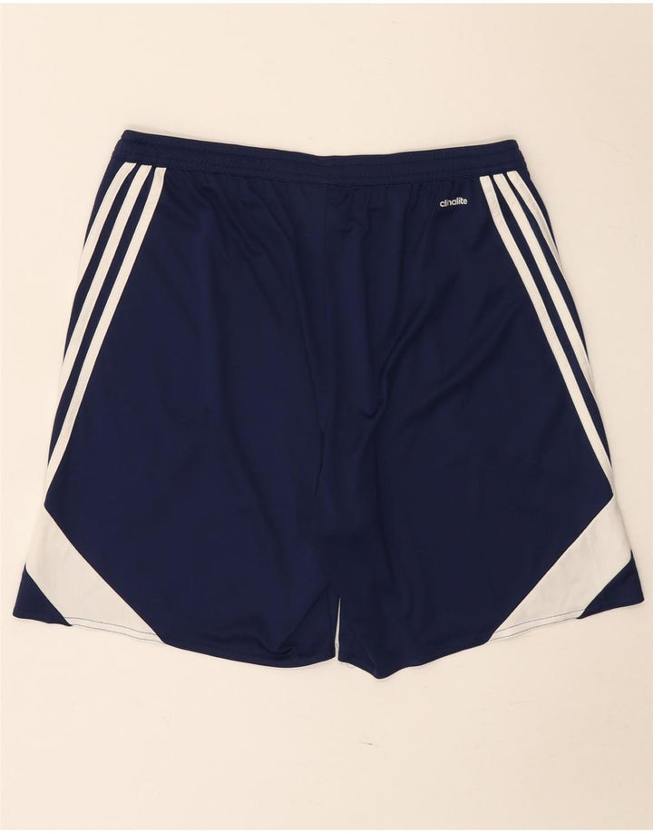 Męskie spodenki sportowe Adidas Climalite, duże, granatowe, z blokami kolorów, poliestrowe