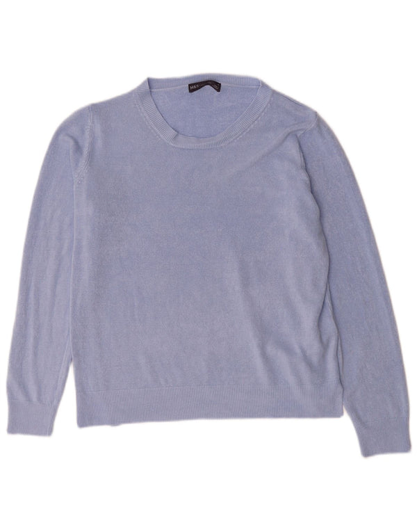 Marks & Spencer Damski sweter z dekoltem w łódkę UK 16, duży, niebieski akryl