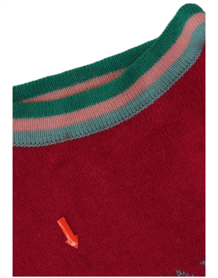 Sweter damski w stylu vintage z okrągłym dekoltem IT 46, duży, różowy, geometryczny