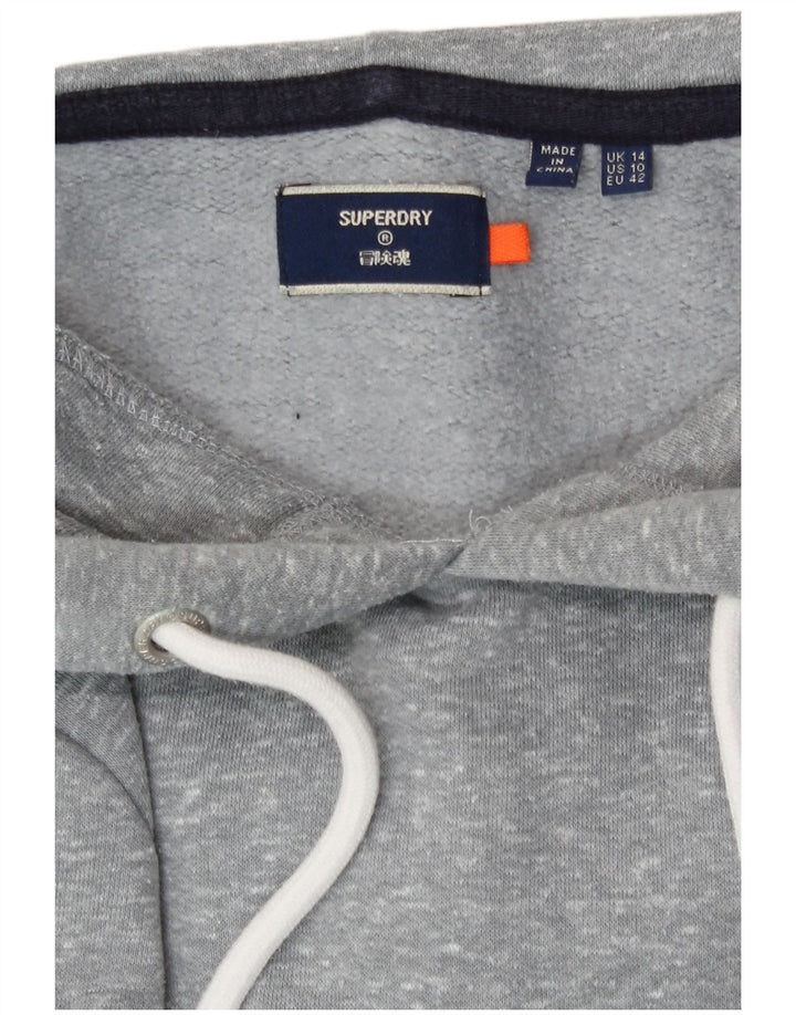 Damski sweter z kapturem Superdry UK 14, duży, szary, nakrapiany poliester