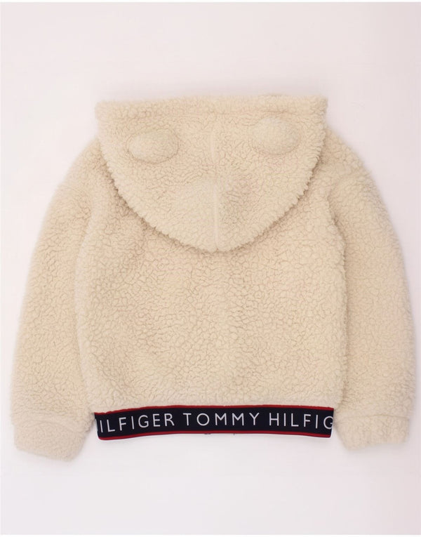 Dziewczęca kurtka polarowa Tommy Hilfiger z grafiką 4-5 lat w kolorze złamanej bieli