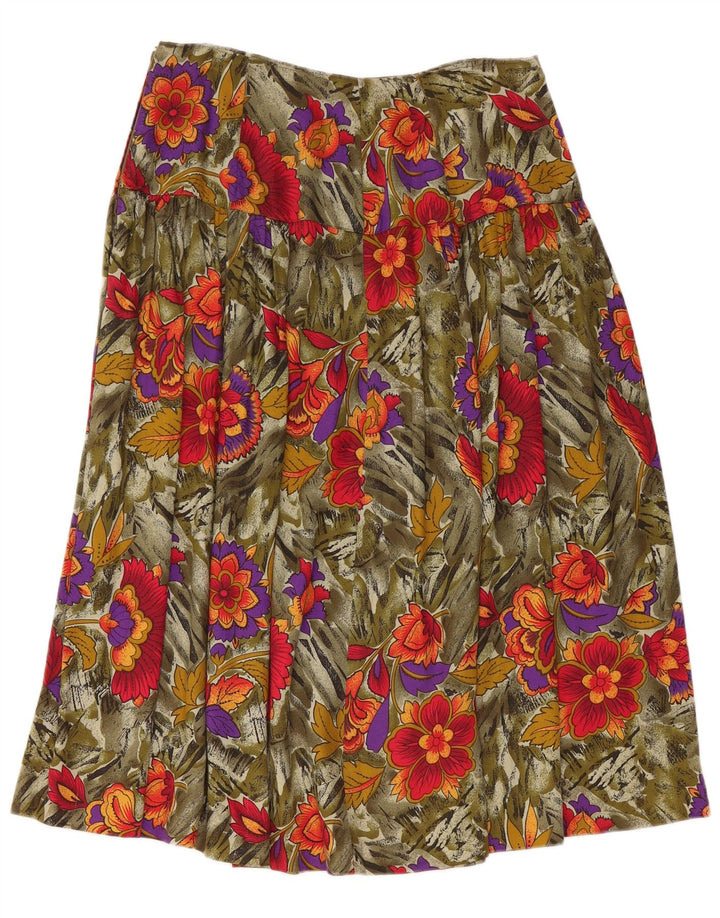 VINTAGE Womens Flared Skirt W28 Medium  Green Floral