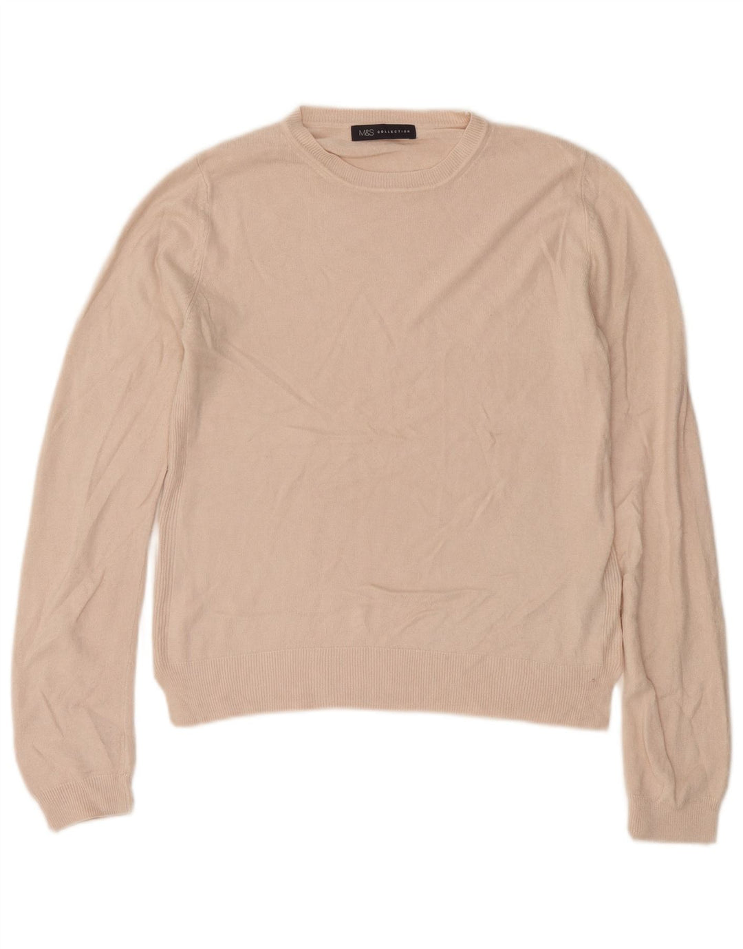 Marks & Spencer Damski sweter z okrągłym dekoltem, UK 12, średni różowy akryl