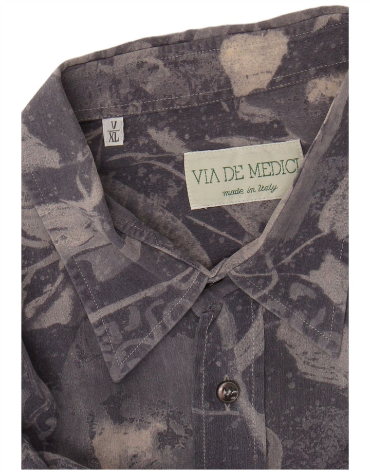 Męska koszula z krótkim rękawem XL w abstrakcyjny wzór VINTAGE, niebieska