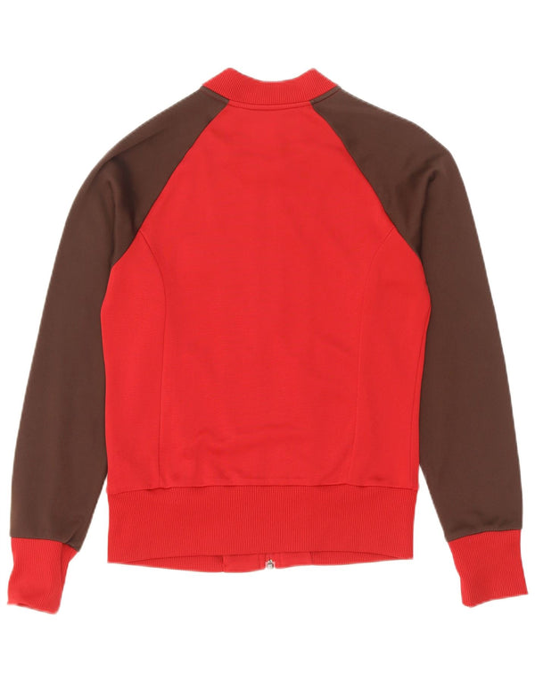 Adidas Womens Tracksuit Top Jacket IT 38 XS Red Colourblock Polyamide