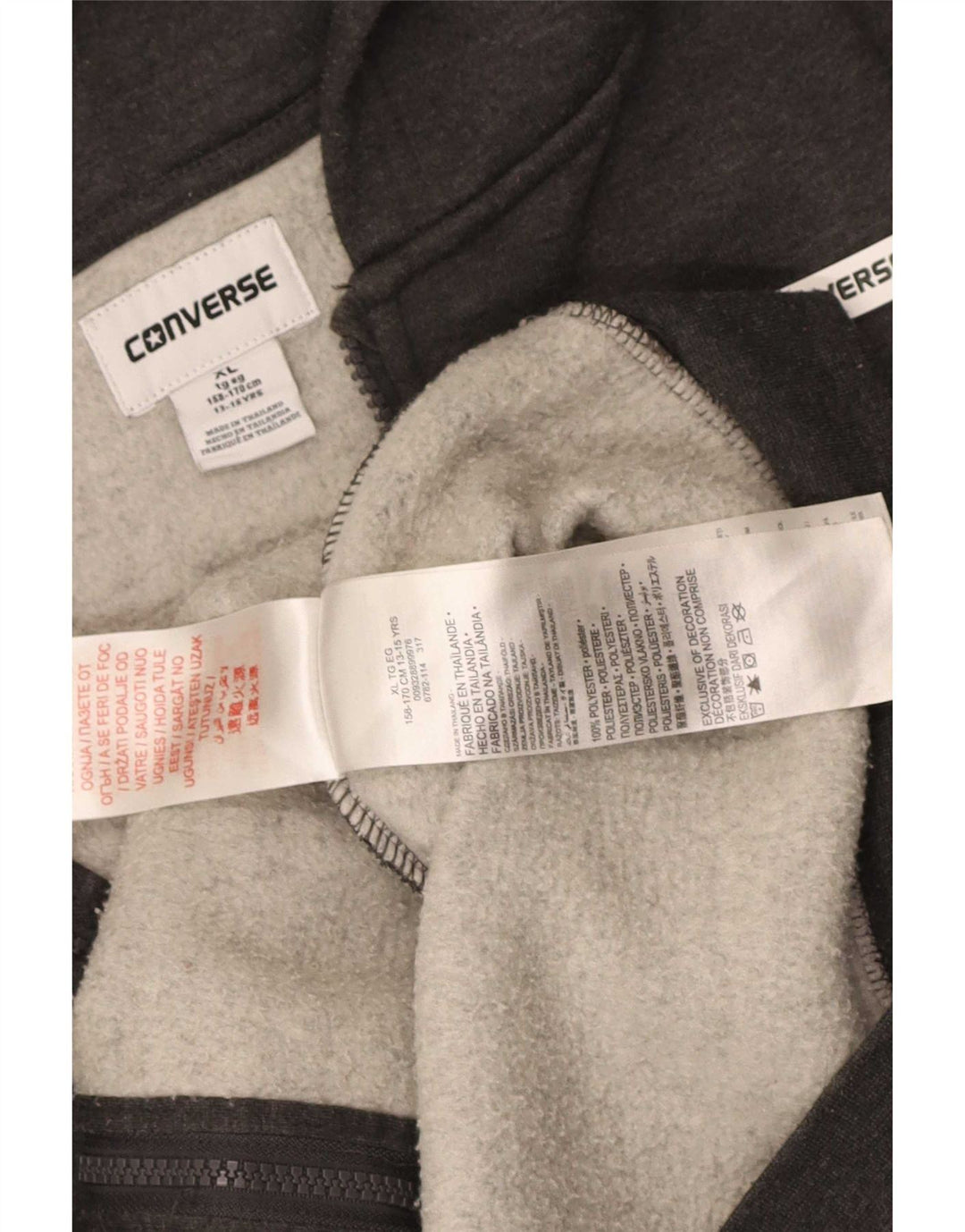 Chłopięcy sweter Converse z kapturem i zamkiem, 13-14 lat, XL, szary, poliester