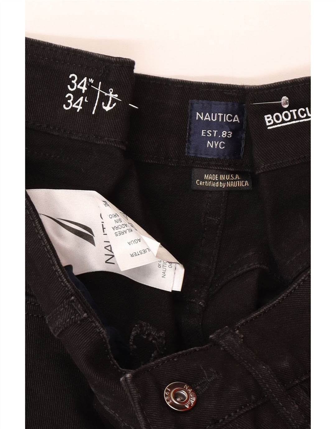 Męskie jeansy Bootcut Nautica W34 L30, czarne, bawełniane