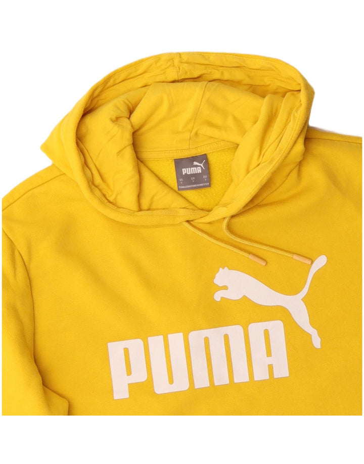 Męski sweter z kapturem i grafiką PUMA, mały, żółty, bawełniany
