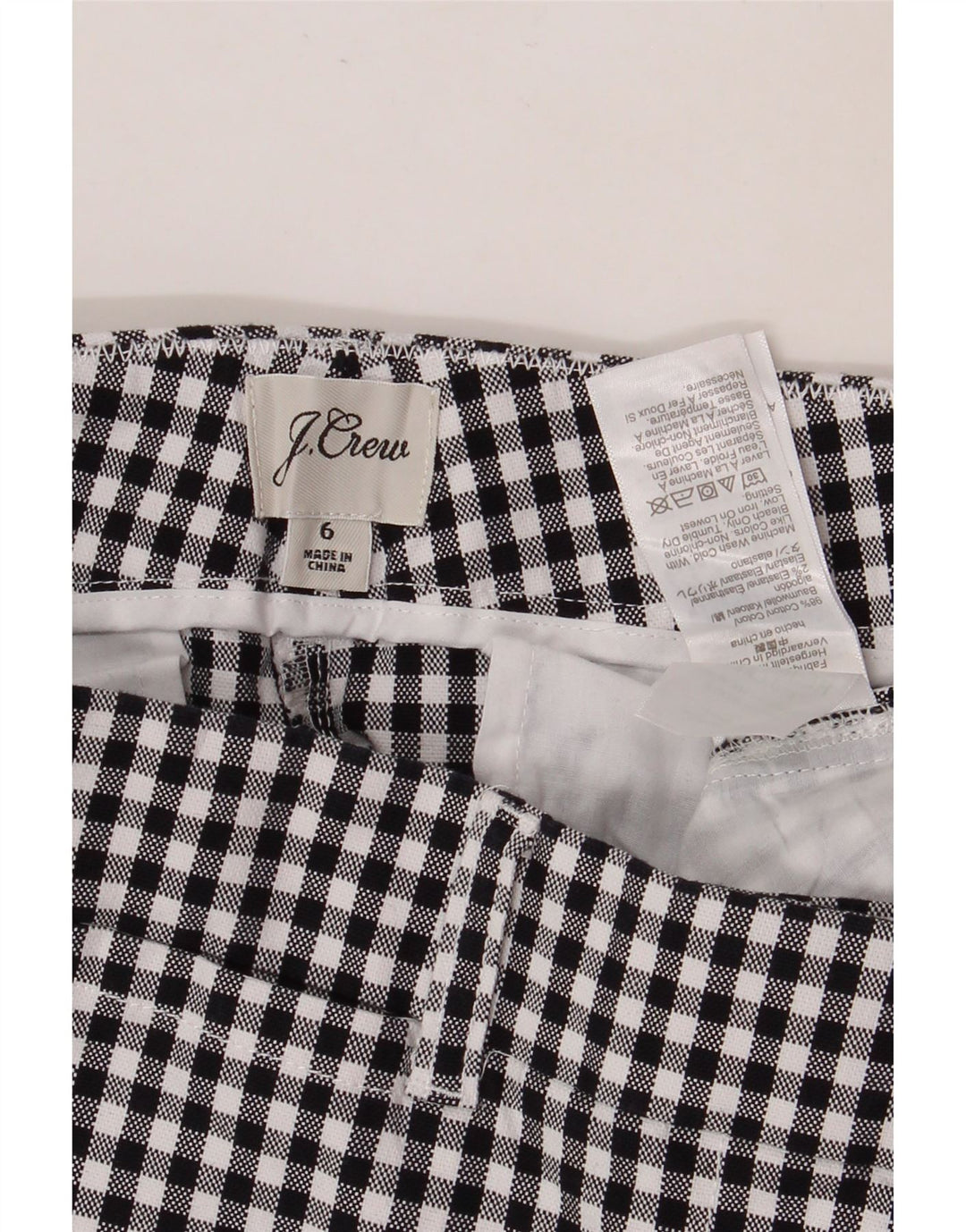 Damskie spodenki Chino J. CREW US 6 Medium W30, czarna bawełniana kratka