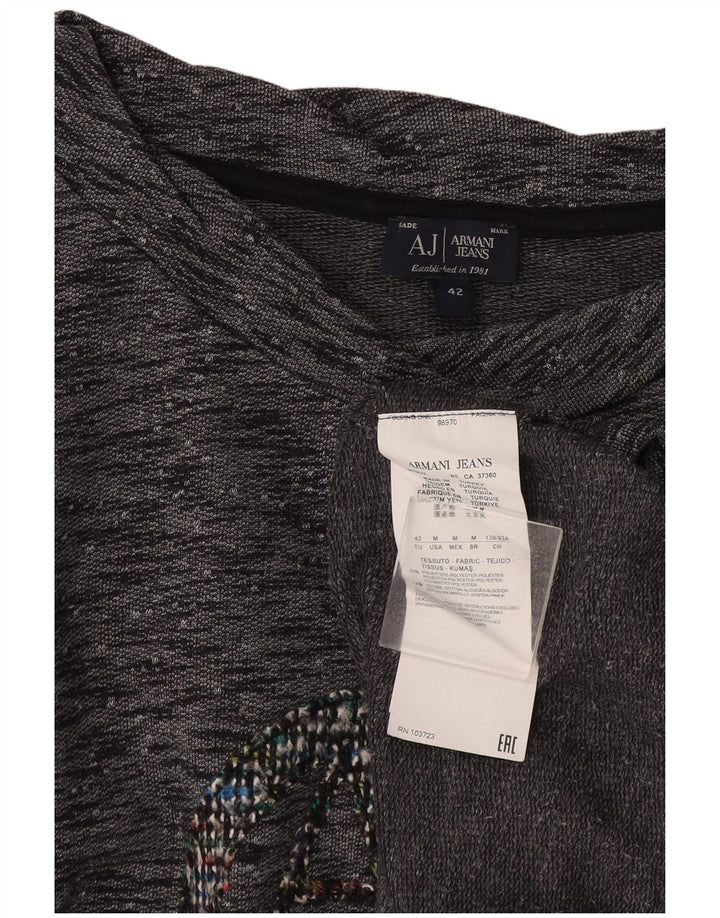 Damski top graficzny Armani Jeans z długim rękawem IT 42, średnioszary, nakrapiany