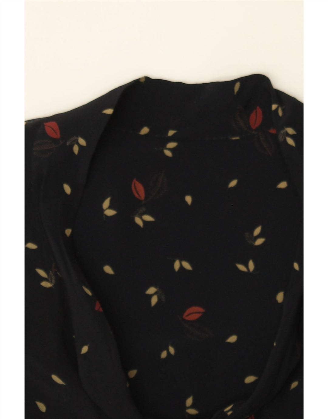VINTAGE Womens Abstract Pattern Front Tie Shirt Blouse UK 14 Large Black Vintage Vintage and Second-Hand Vintage from Messina Hembry 