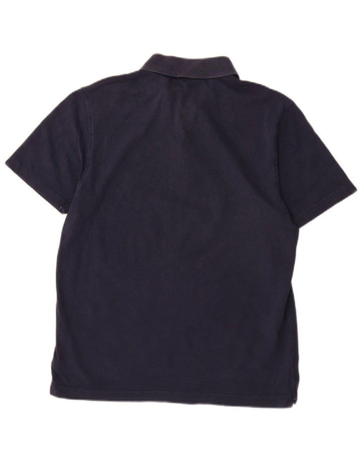 Męska koszulka polo LACOSTE, rozmiar 4, średnia, granatowa, bawełniana w prążki