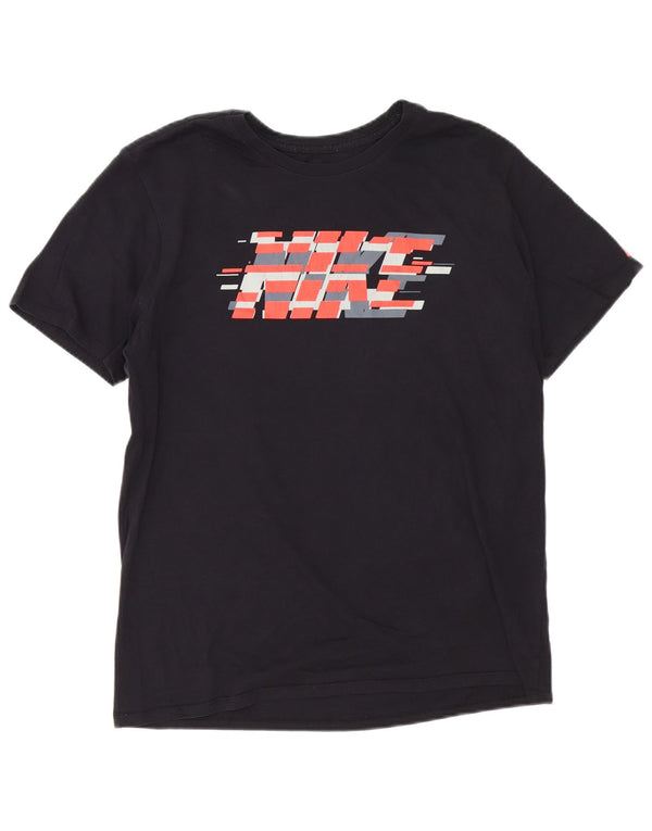 Męski T-shirt Nike o sportowym kroju z grafiką, duży, czarny, bawełniany