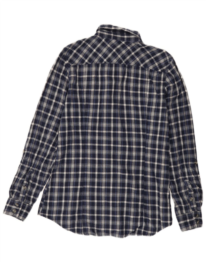 Damska koszula flanelowa Eddie Bauer UK 14, średnia, granatowa, bawełniana w kratkę