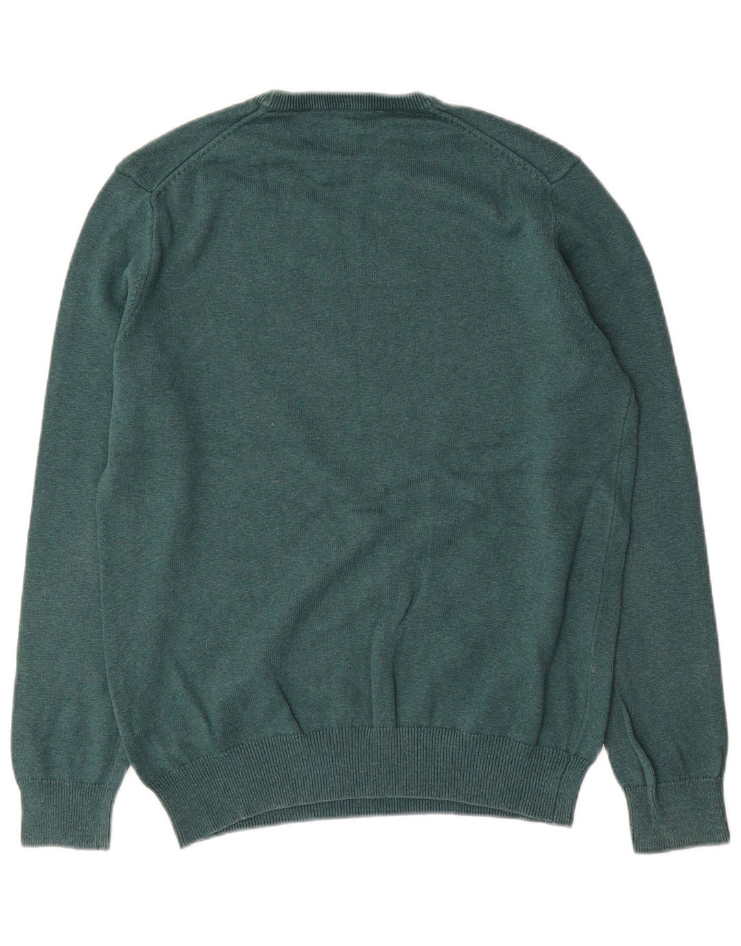 Crew Clothing Męski sweter z dekoltem w kolorze średniej zielonej bawełny