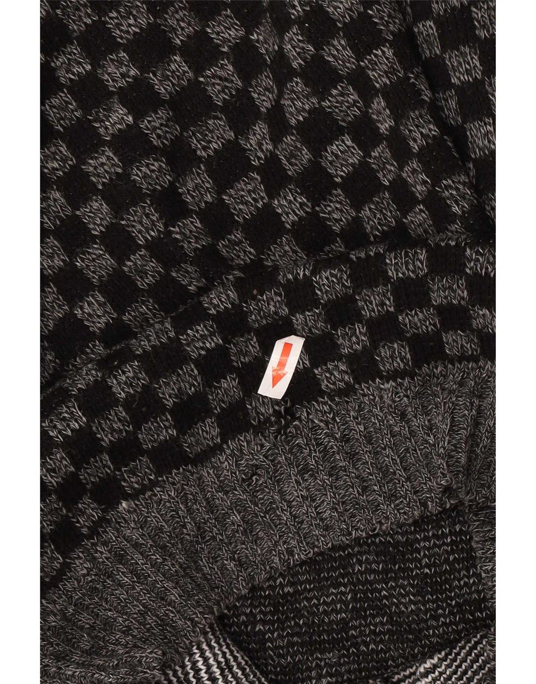 Vintage męski sweter z dekoltem w łódkę, średnio szary, geometryczny akryl