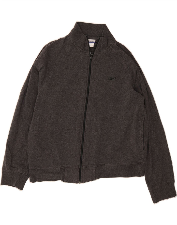 REEBOK Womens Tracksuit Top Jacket UK 16 Large Grey Cotton Vintage Reebok and Second-Hand Reebok from Messina Hembry 