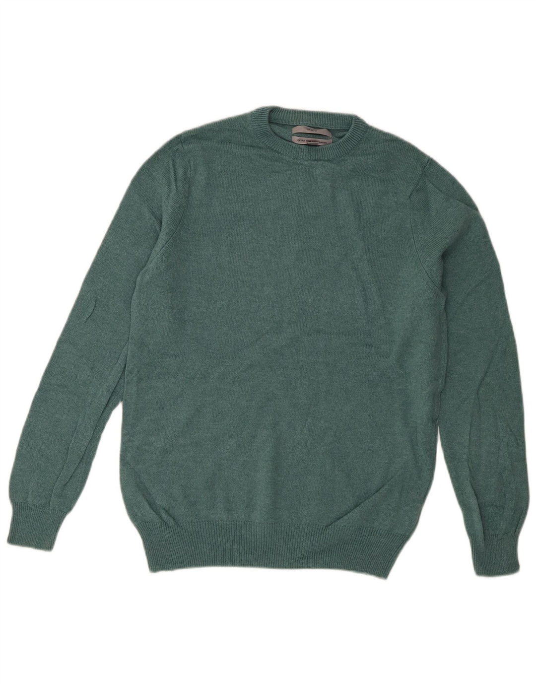 Marks & Spencer Męski sweter z okrągłym dekoltem, średnio zielony, z owczej wełny