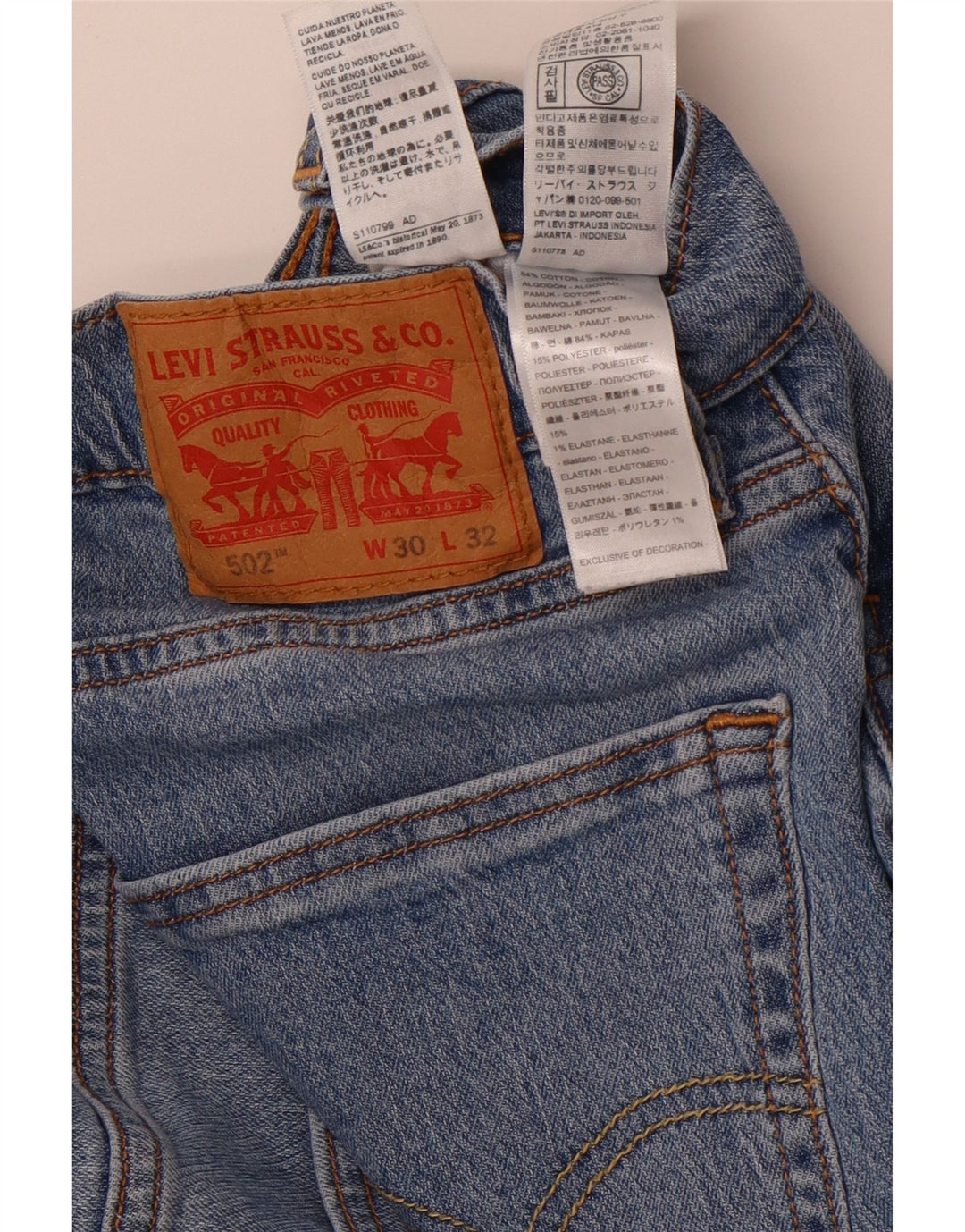 LEVI'S Mens 502 Tapered Jeans W30 L32 Blue Cotton
