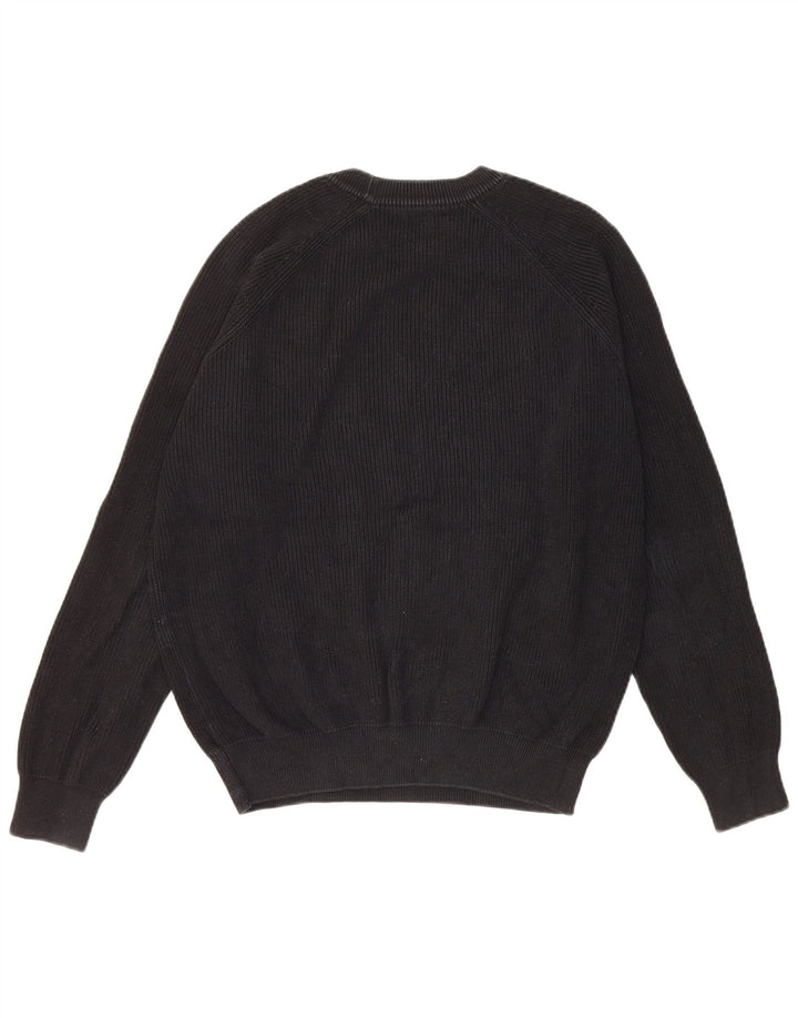 Męski sweter z okrągłym dekoltem Zara, mały, czarny, bawełniany
