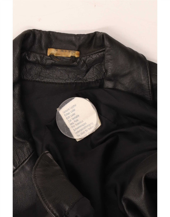Vintage damska marynarka skórzana zapinana na 3 guziki UK 20 2XL czarna skóra