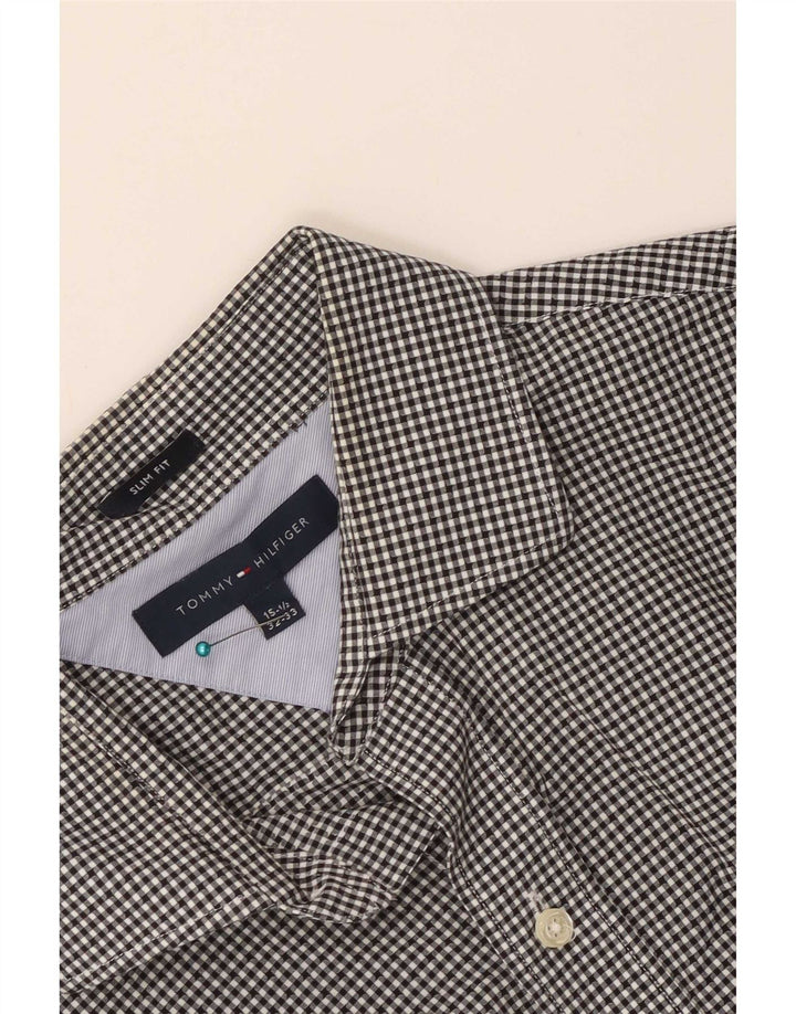 Koszula męska Tommy Hilfiger o dopasowanym kroju, rozmiar 15 1/2, średnia czarna kratka