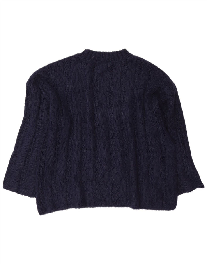 Damski sweter oversize z okrągłym dekoltem Zara UK 14, średni granatowy