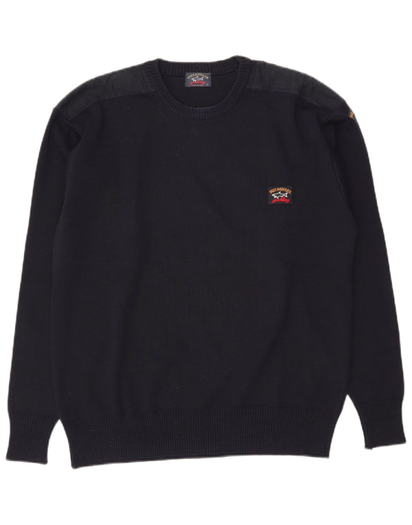 Męski sweter Paul & Shark z okrągłym dekoltem, duży, granatowy, wełniany