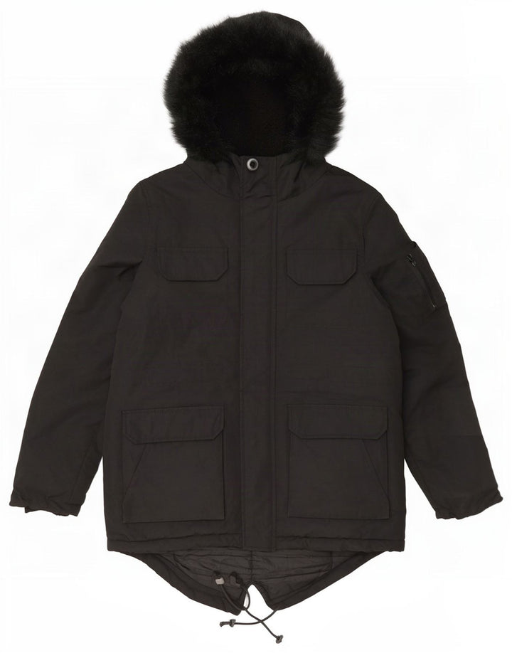 Męska kurtka parka z kapturem Bellfield UK 38, średni czarny poliester