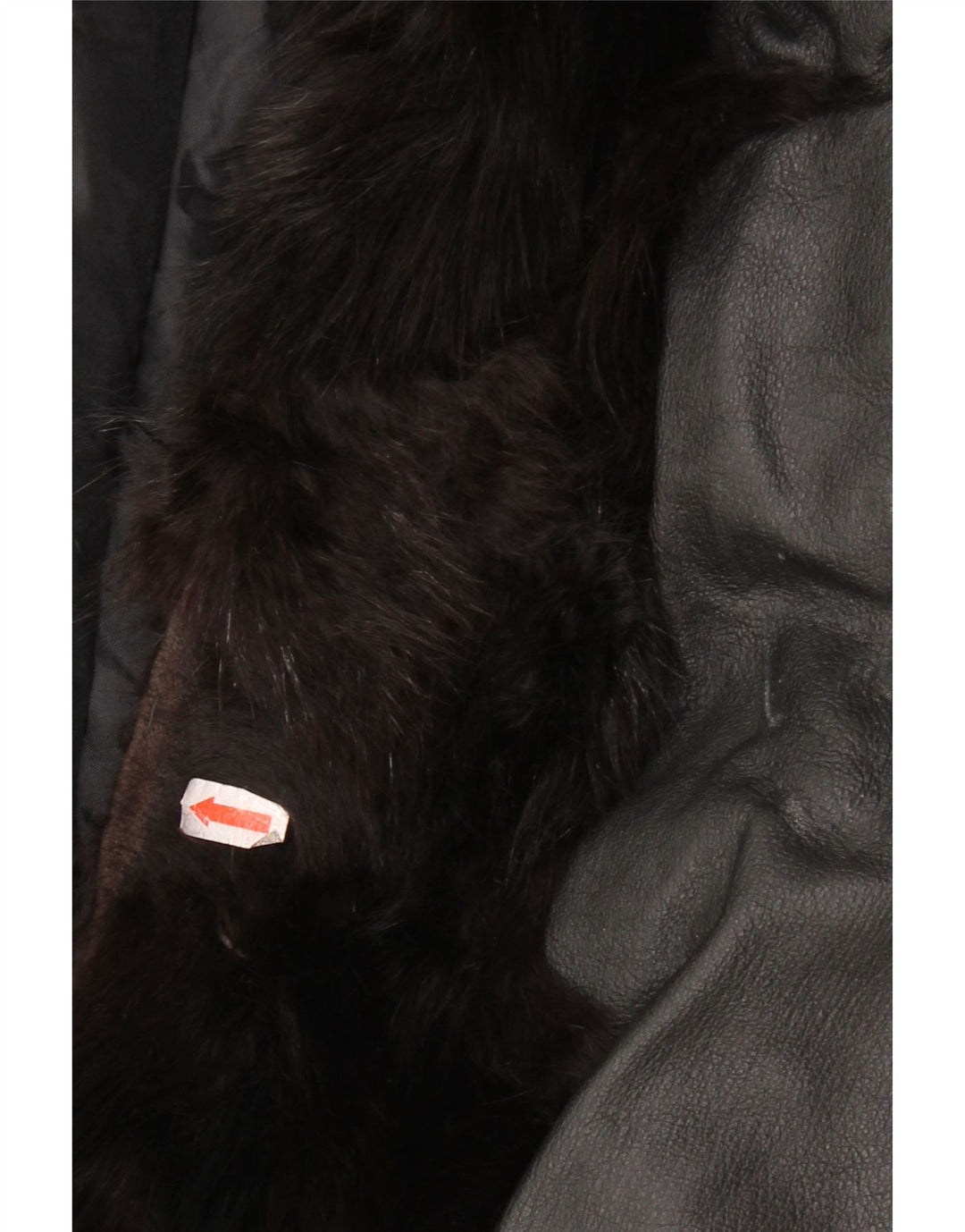 Vintage damska kurtka skórzana z futrem UK 14, średnia czarna