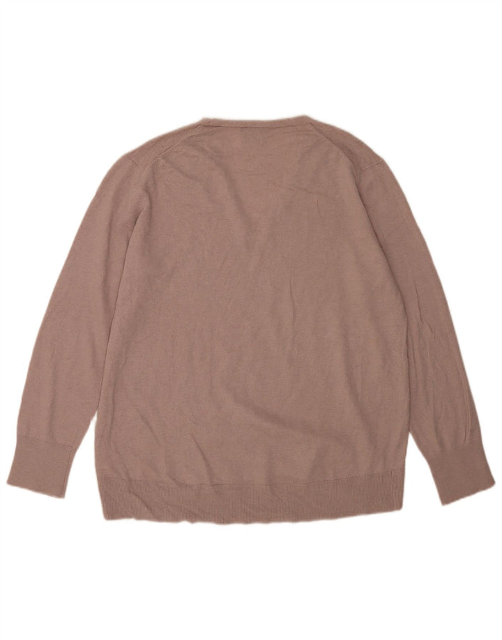 Męski sweter Massimo Dutti z dekoltem w kształcie litery V, średniej wielkości brązowa wełna