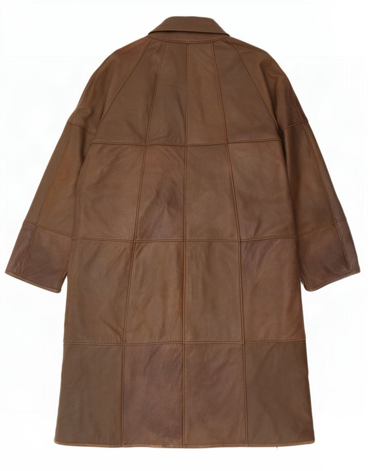 Vintage damski płaszcz skórzany UK 12 Medium Khaki