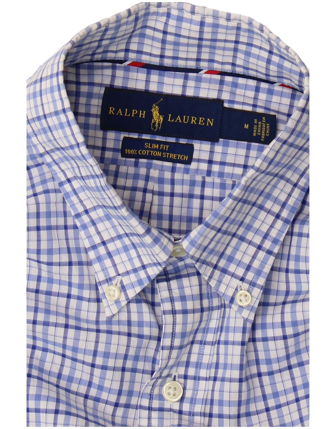 Koszula męska Ralph Lauren o dopasowanym kroju, bawełniana w średnią niebieską kratkę