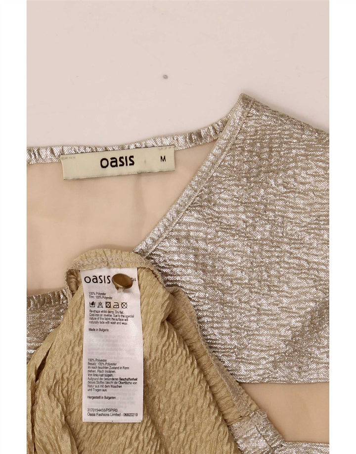 Damska sukienka płaszczowa Oasis UK 12, średni, srebrny, jodełkowy poliester
