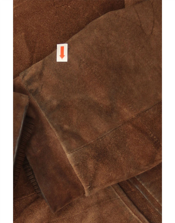 Vintage męska zamszowa kurtka Shearling UK 38 średnio brązowa skóra