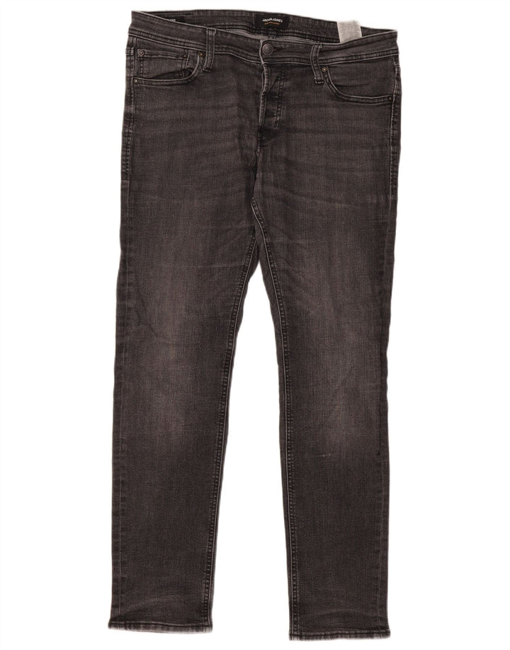 JACK & JONES Męskie dżinsy GLENN Slim W34 L32 Szara bawełna