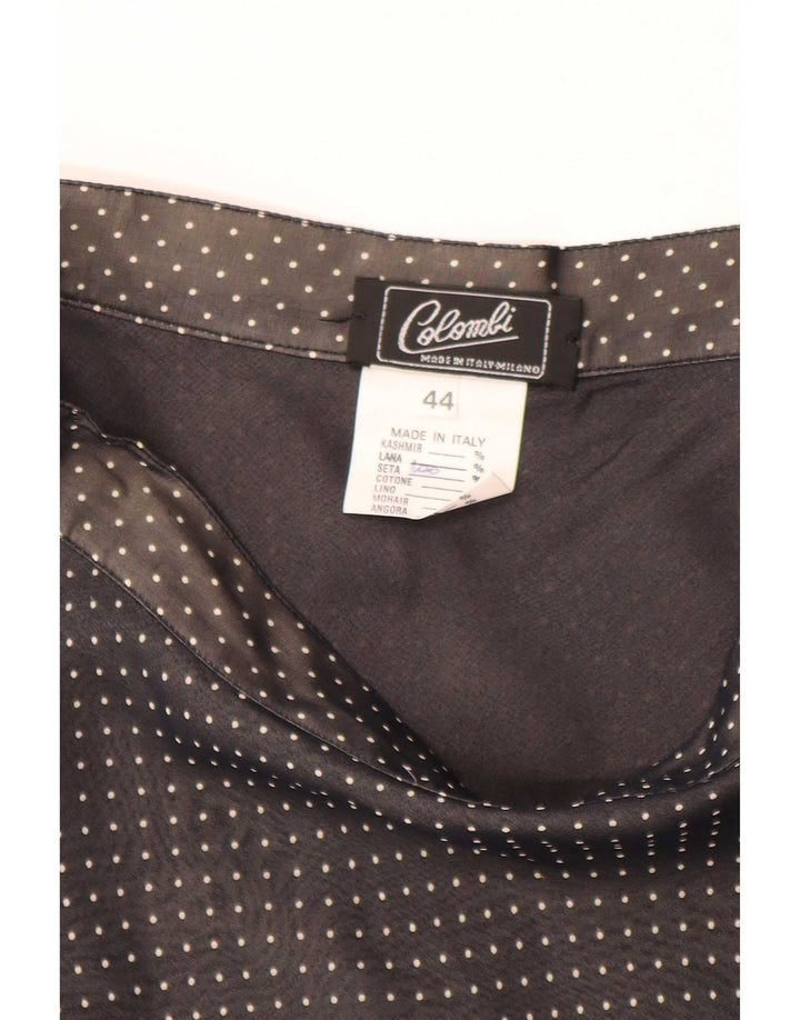 Vintage damska spódnica w kształcie litery A IT 44 Medium W28 Black Spotted Silk