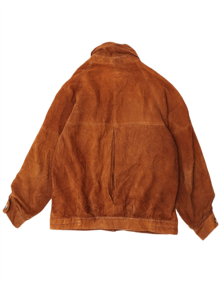 Vintage męska zamszowa kurtka IT 54 2XL brązowa skóra