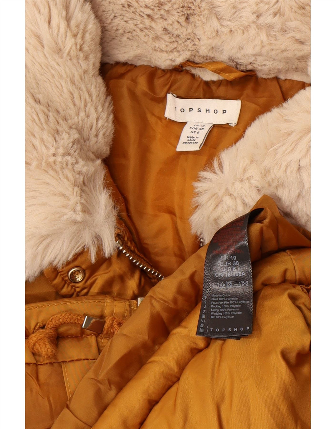 Topshop Crop Oversize wyściełana kurtka damska UK 10, mała, żółta, poliester